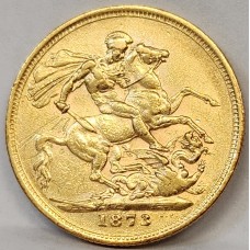 AUSTRALIA 1873 . ONE 1 SOVEREIGN . SYDNEY . GOLD